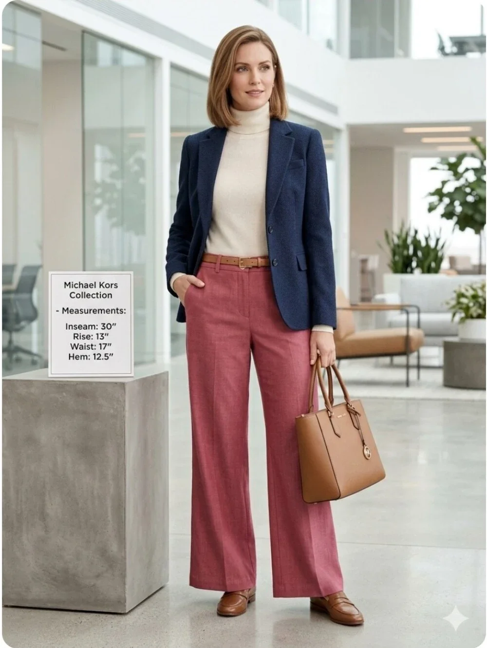 Michael Kors Women's High Rise Merlot Trousers Size Large NWT